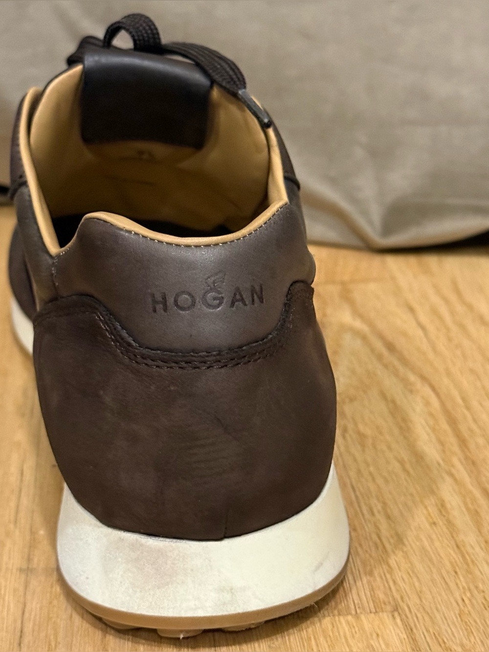 Hogan Men’s Leather Sneaker 9.5 Chocolate Brown H86 Run - Picture 14 of 16